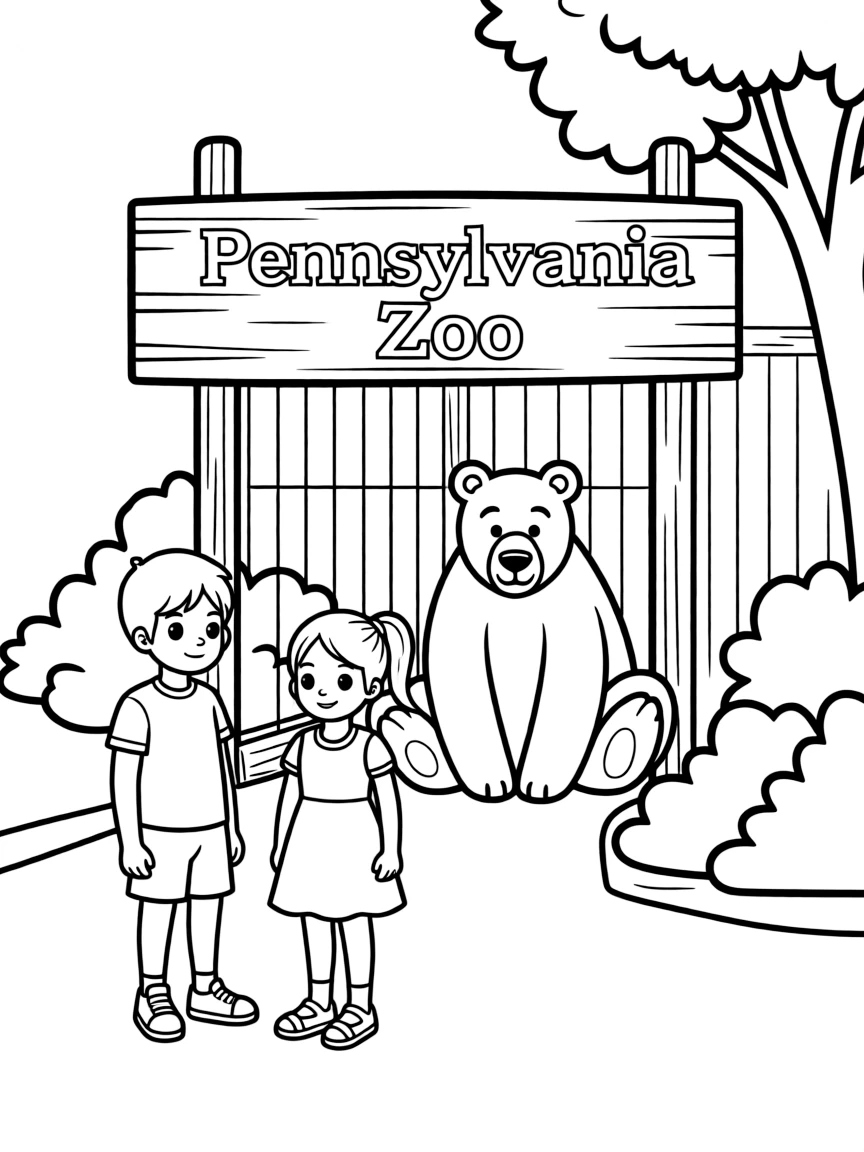 A little boy and girl visiting a zoo in Pennsylvania.
