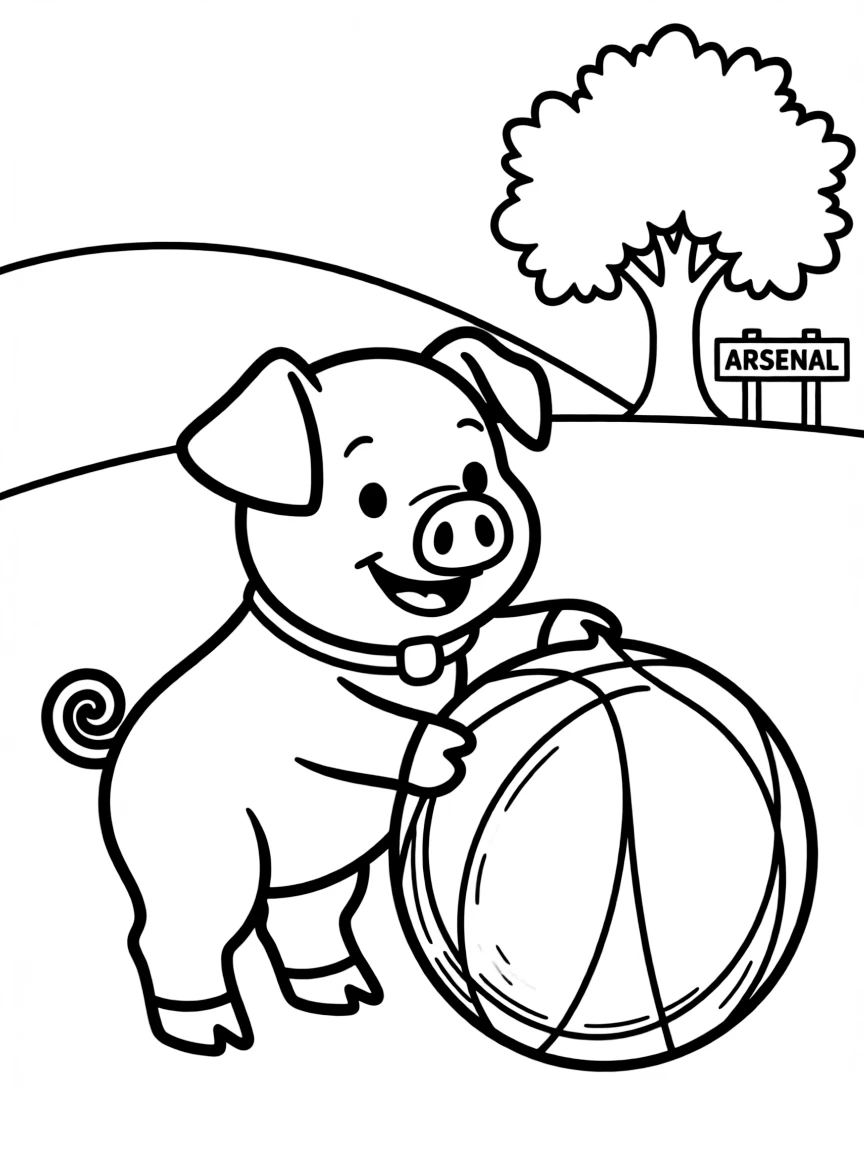 A happy piglet playing with a ball in Arkansas.