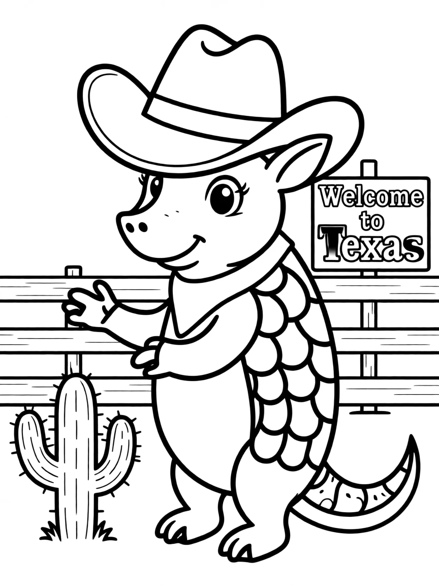 A friendly armadillo with a cowboy hat in Texas.