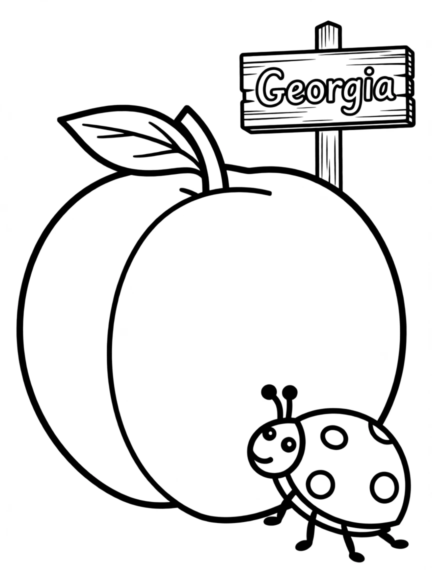 A sweet peach with a little ladybug on it in Georgia.