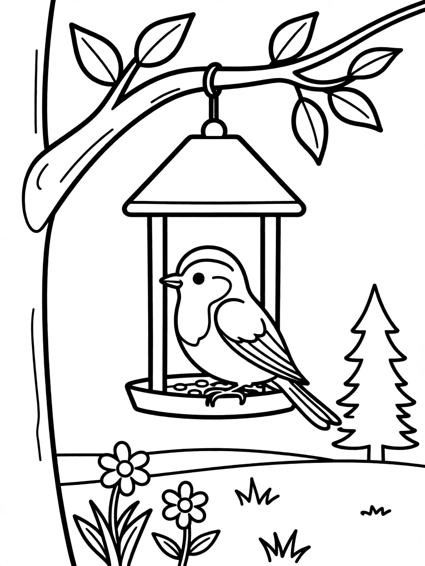 A friendly robin perched on a bird feeder in Michigan.