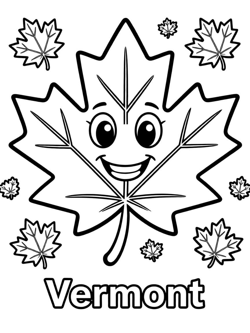 A cute maple leaf with a smiley face in Vermont.
