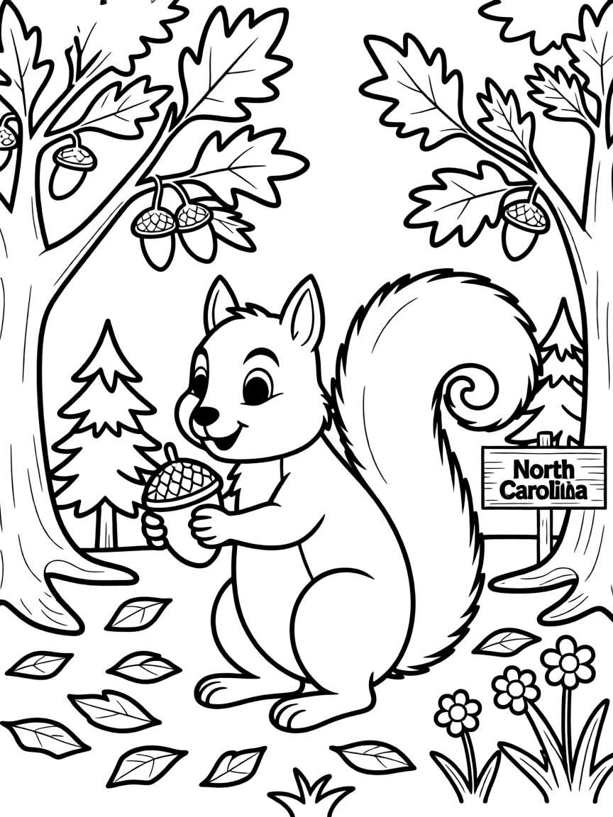 A playful squirrel with a big bushy tail in North Carolina.