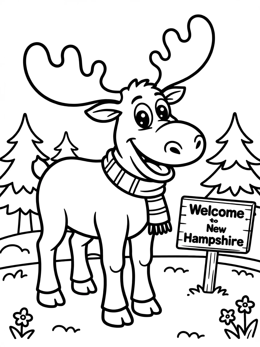 A friendly moose with a funny expression in New Hampshire.