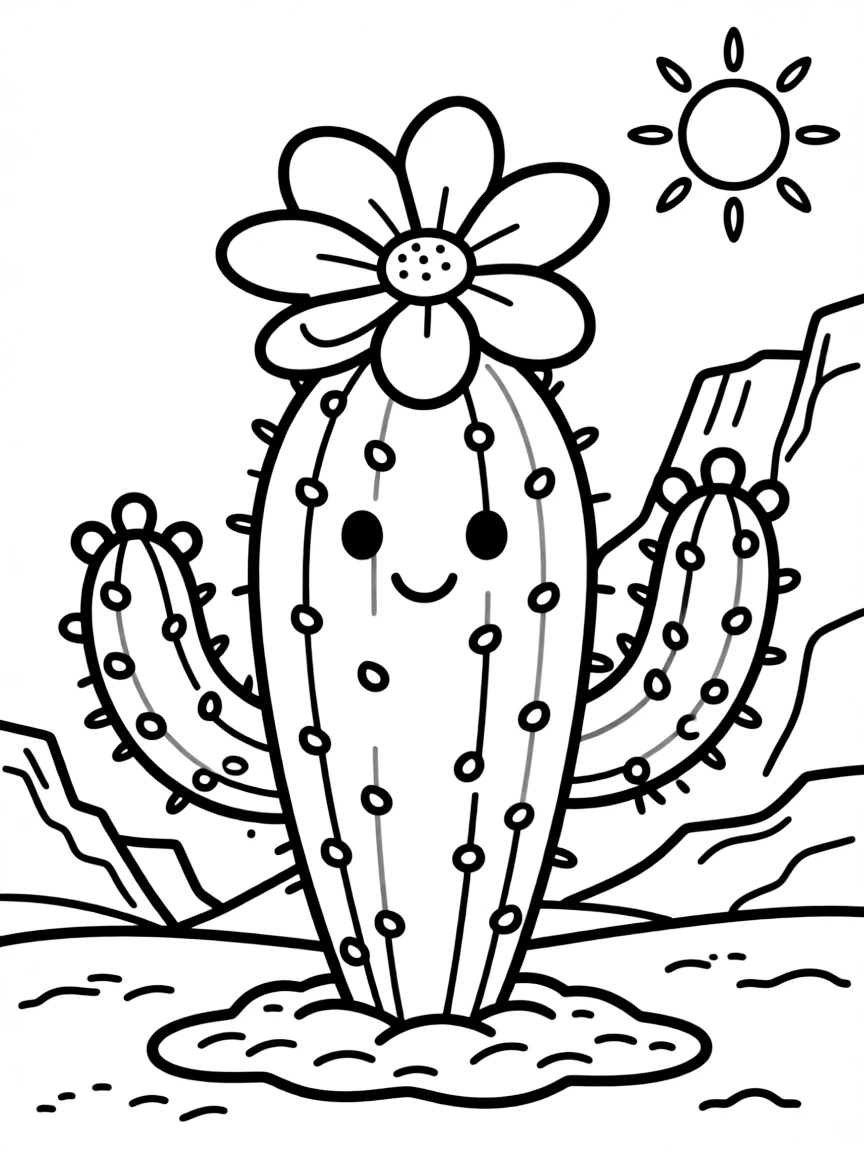 A smiling desert plant with a flower blooming in Arizona.