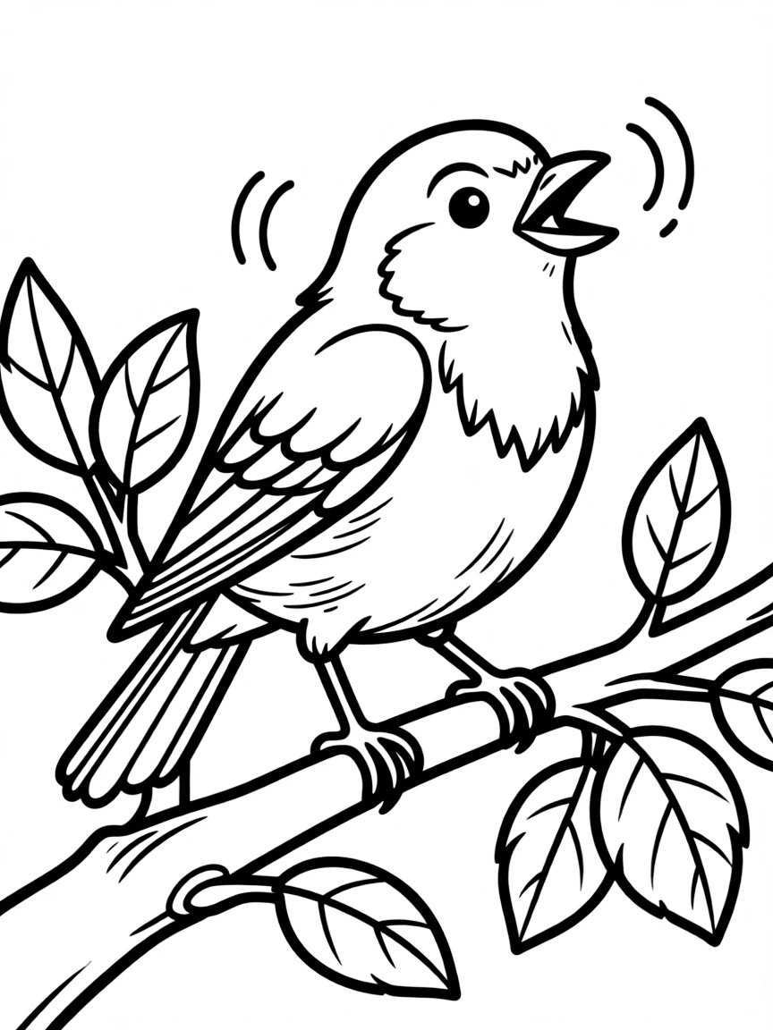 A friendly robin perched on a branch, singing happily in Michigan.