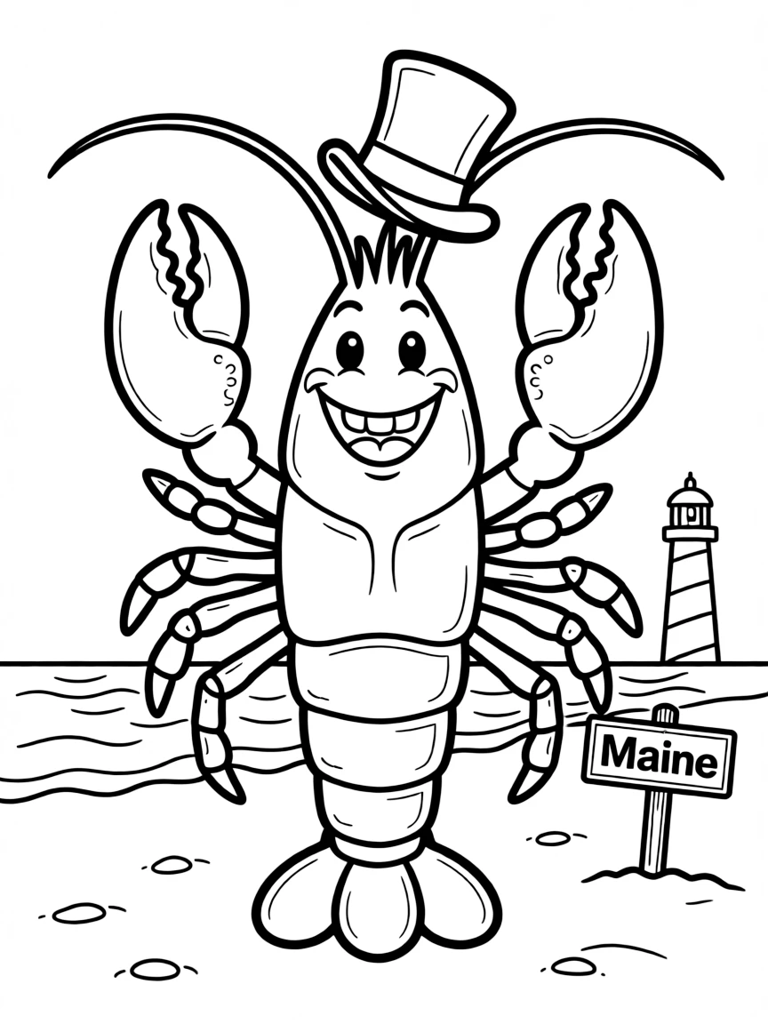 A friendly lobster wearing a tiny top hat in Maine.