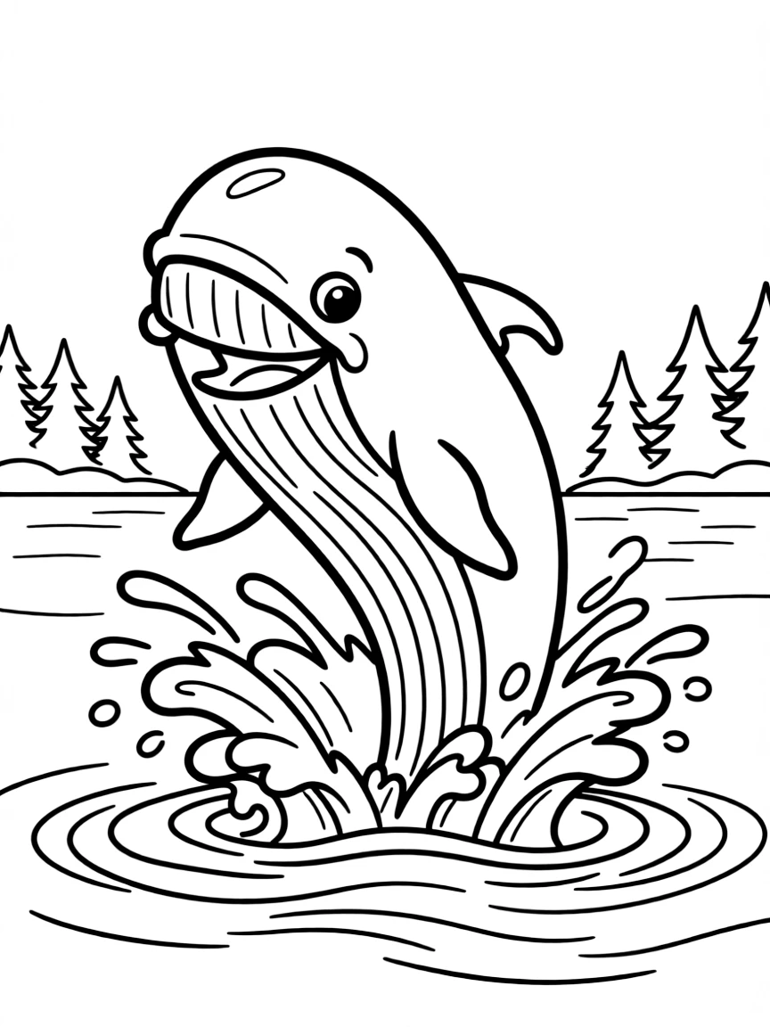 A playful whale leaping out of the water with a joyful splash in Maine.