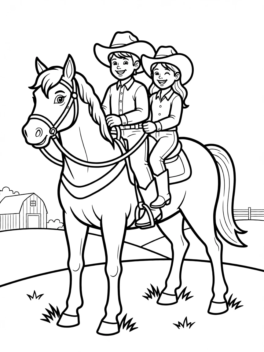 A happy horse with a cowboy and cowgirl riding together in Kentucky.
