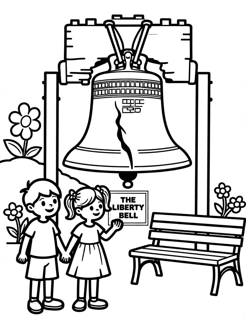 A little boy and girl visiting a famous landmark in Pennsylvania.