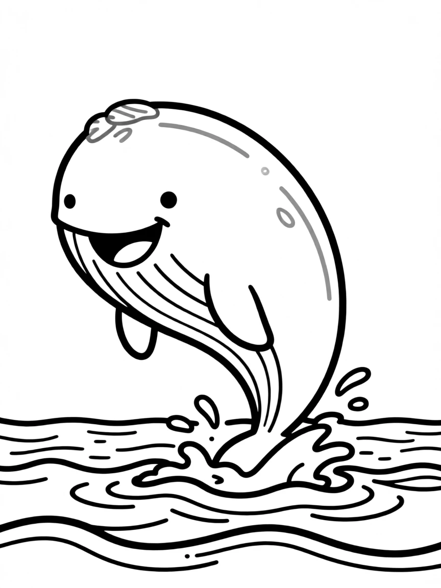 A happy whale jumping out of the ocean
