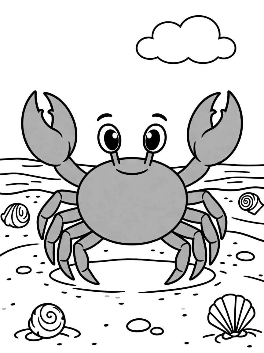 A bright red crab on the sand