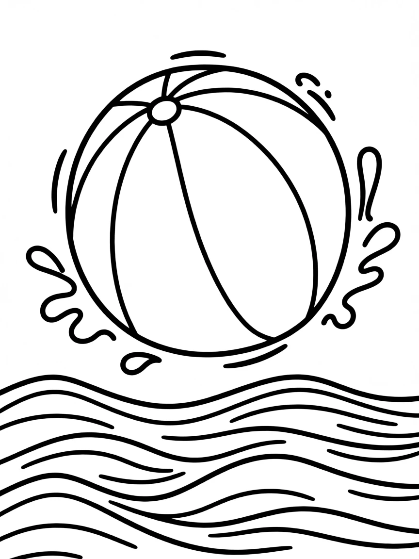 A beach ball bouncing over waves
