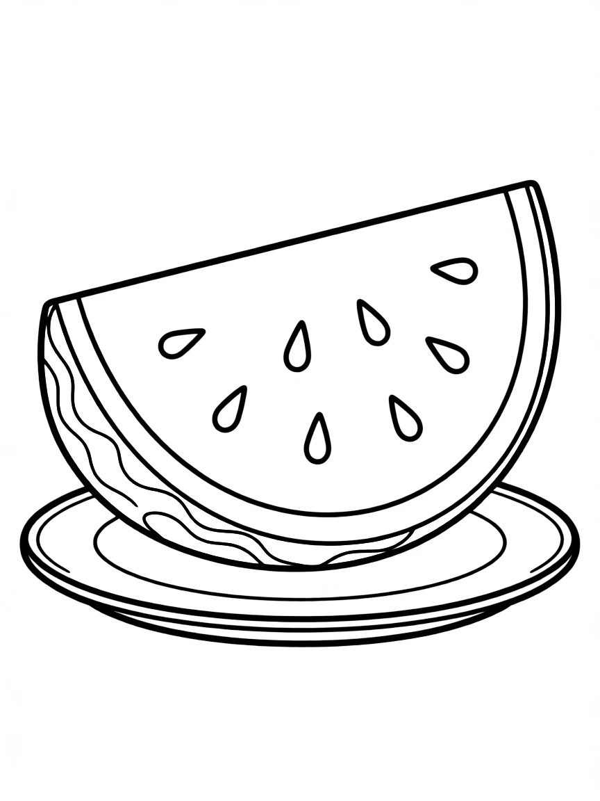 A watermelon slice with seeds