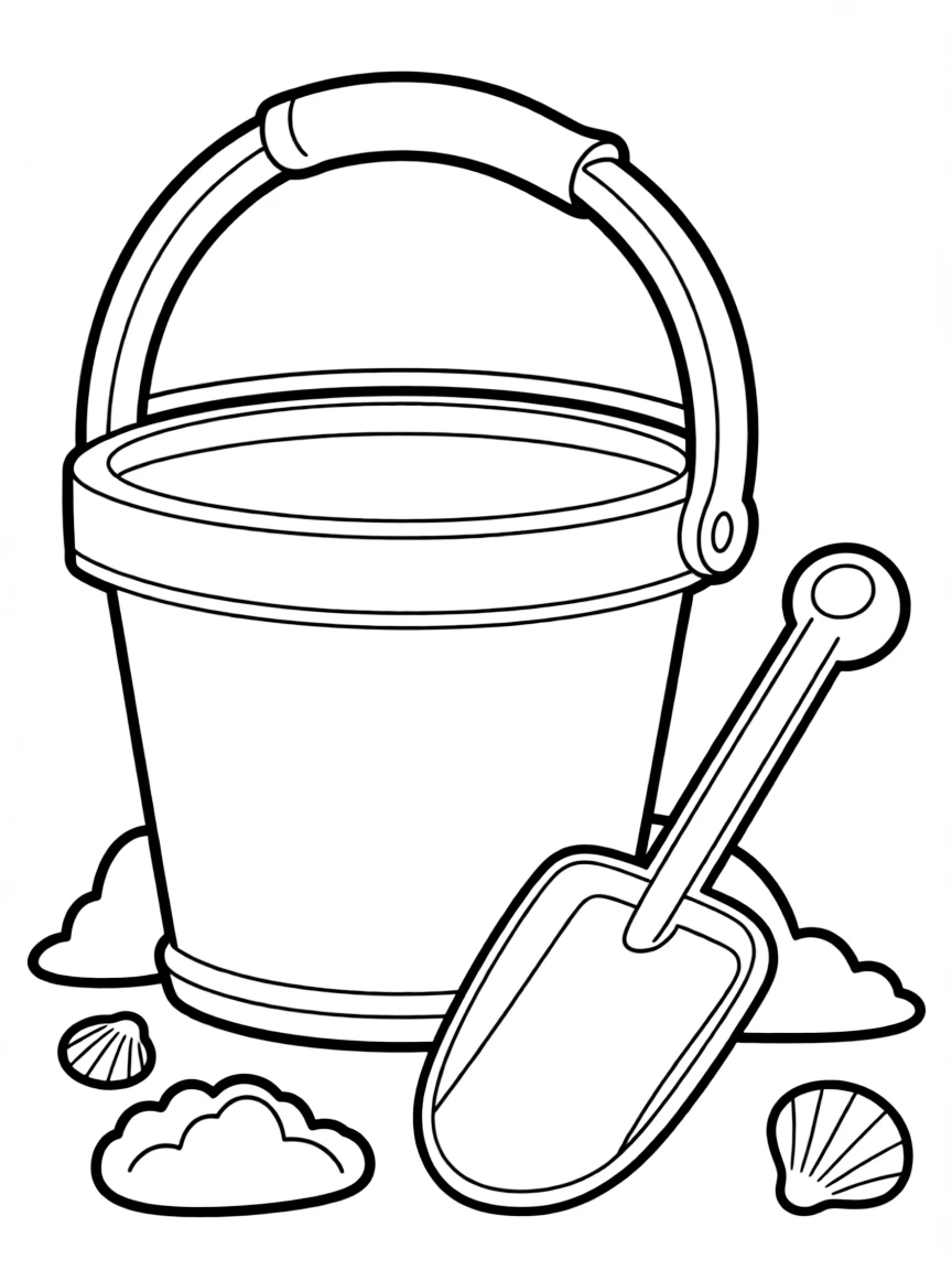 A bucket and shovel ready for sandcastles