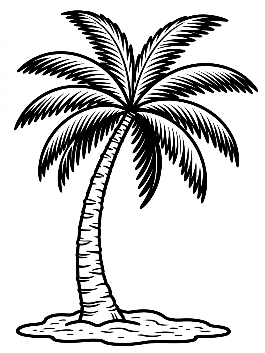 A palm tree swaying in the breeze