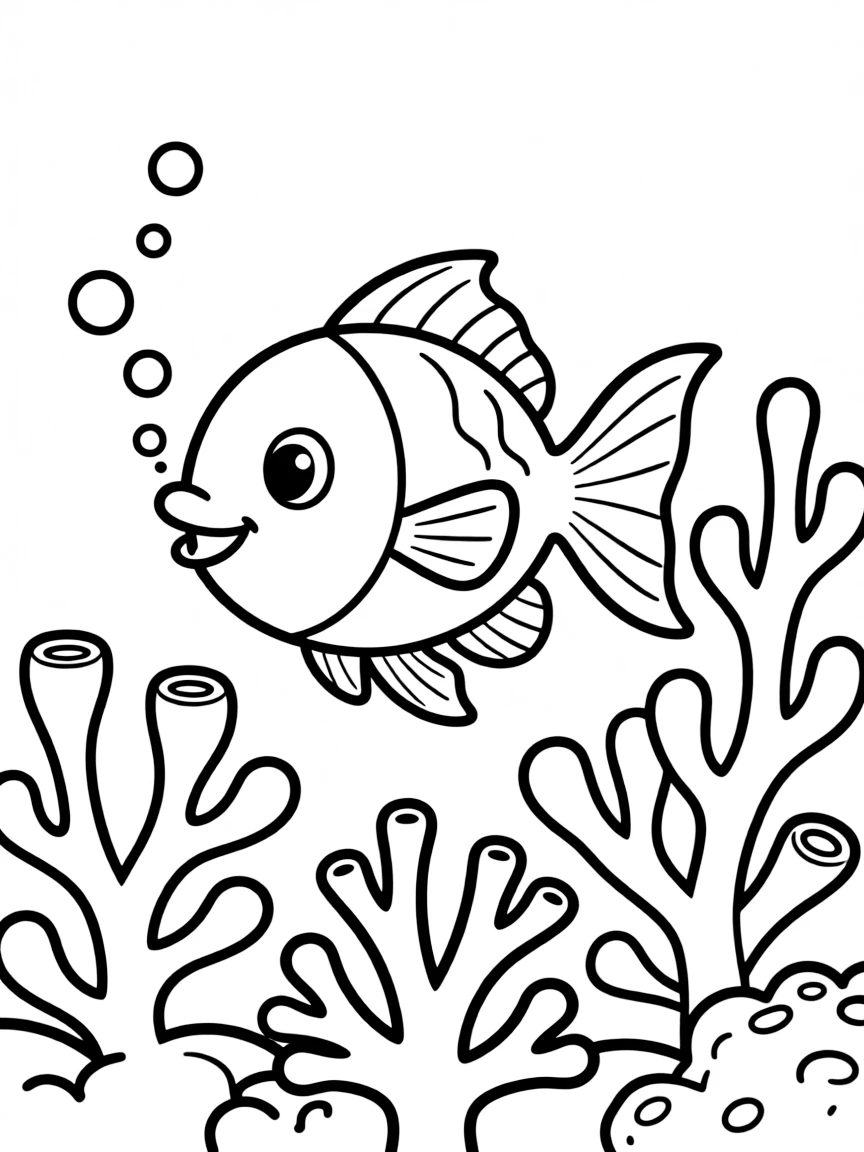 A little fish swimming around coral