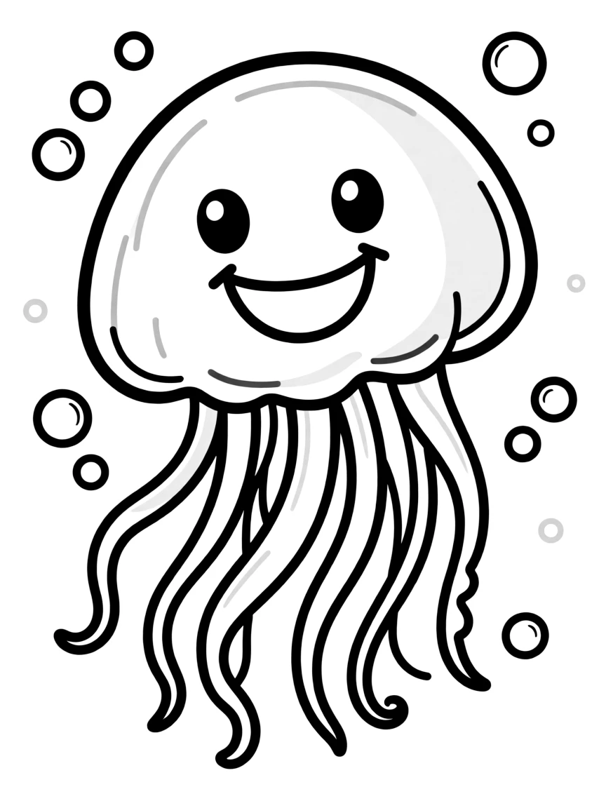 A happy jellyfish floating in the water