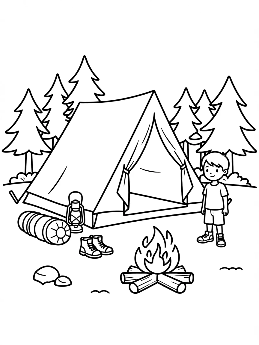 A tent set up for camping