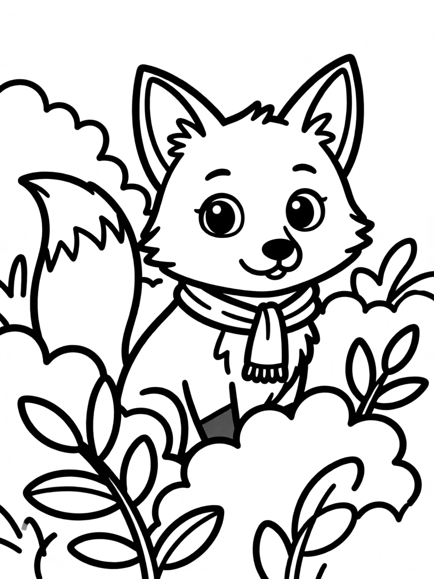 A cute fox peeking out from bushes