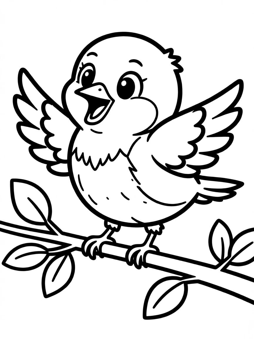 A little bird singing on a branch