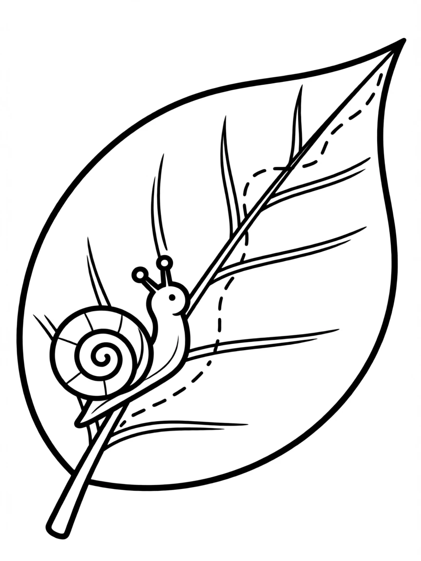 A snail leaving a trail on a leaf