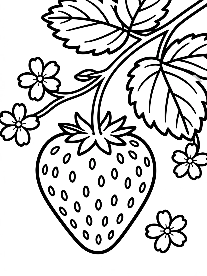A juicy strawberry on a vine