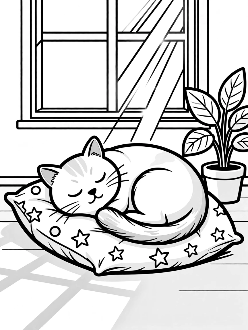 A cat napping in the sun