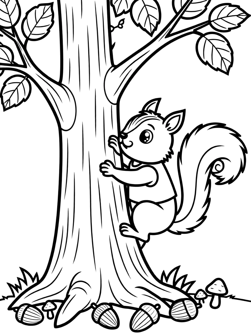 A squirrel climbing a tree