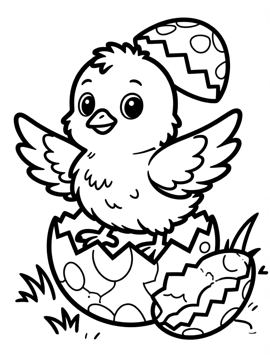 A little chick hatching from an egg