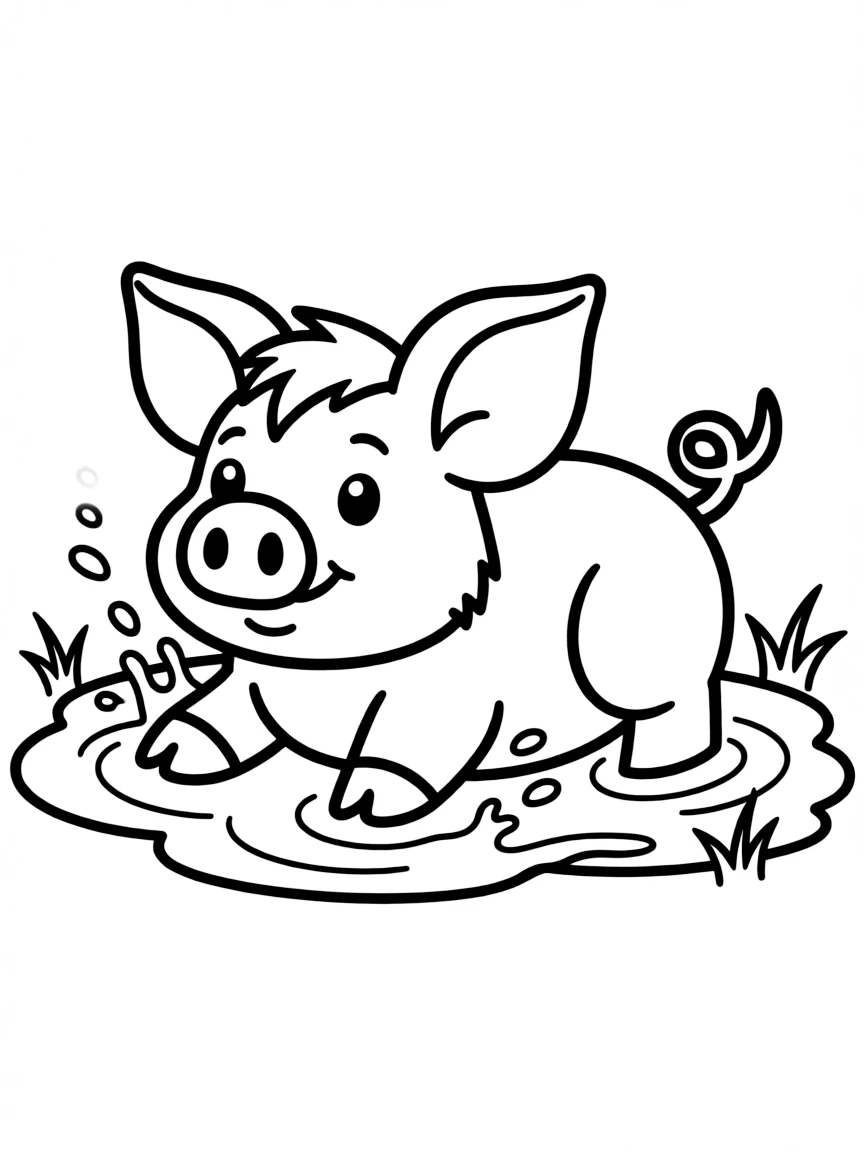 A pig wallowing in mud