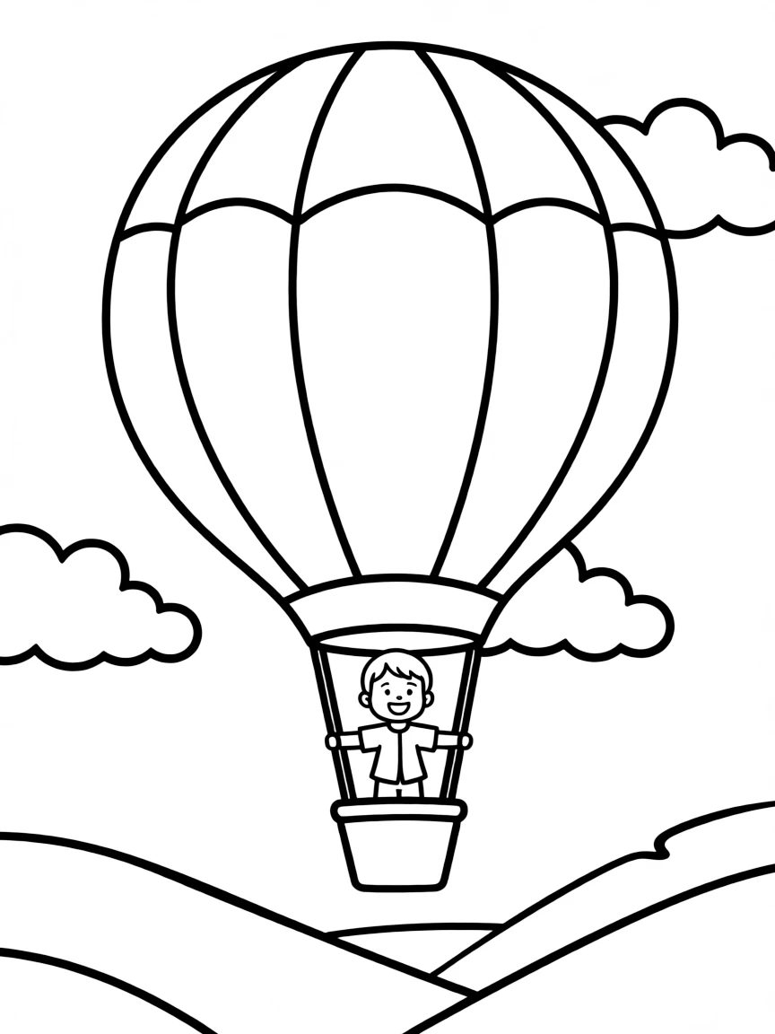 A hot air balloon floating in the sky