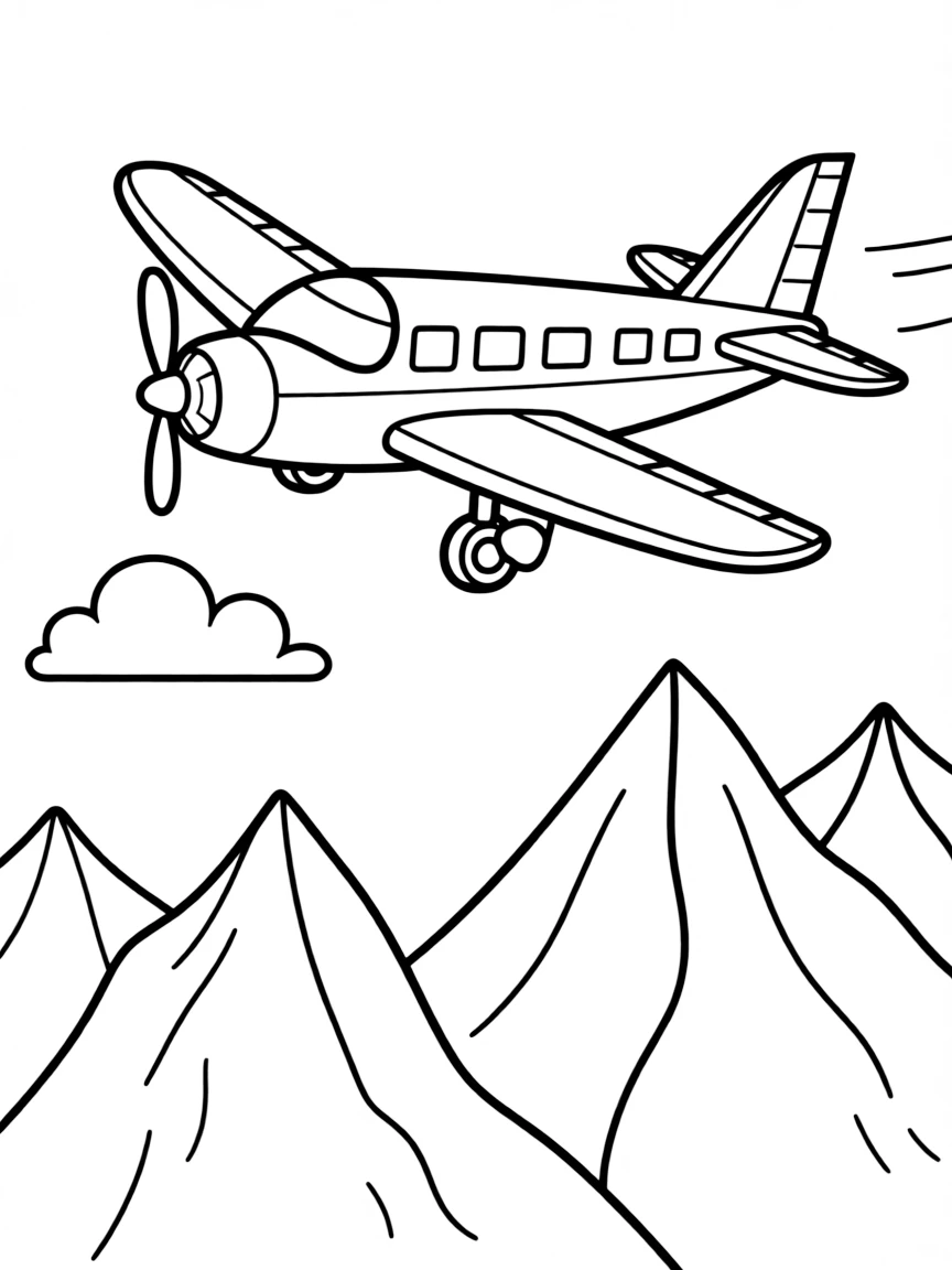 A plane flying over mountains