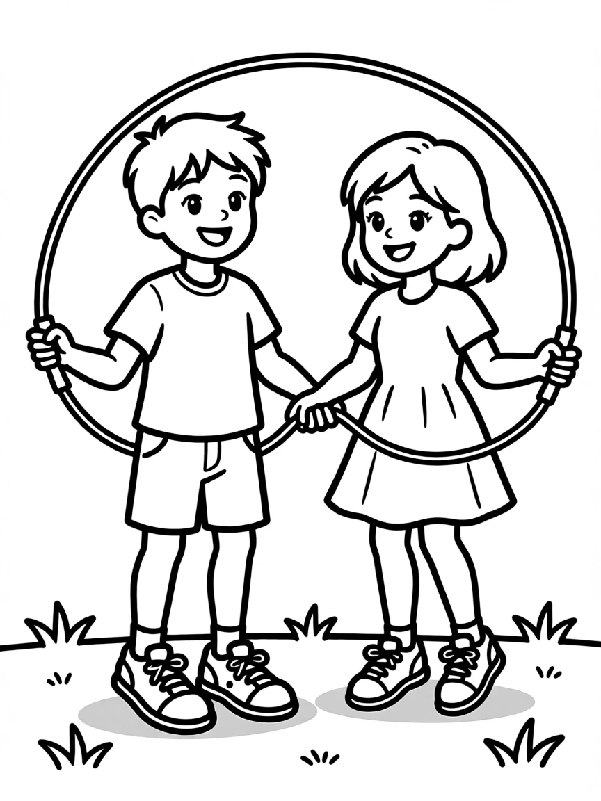 Kids jumping rope