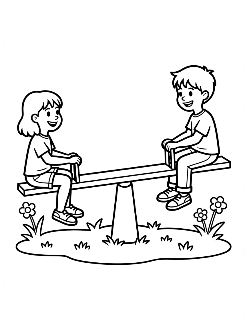 A seesaw with two kids