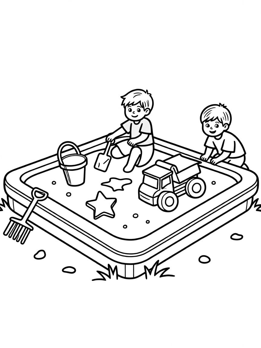 A sandbox with toys
