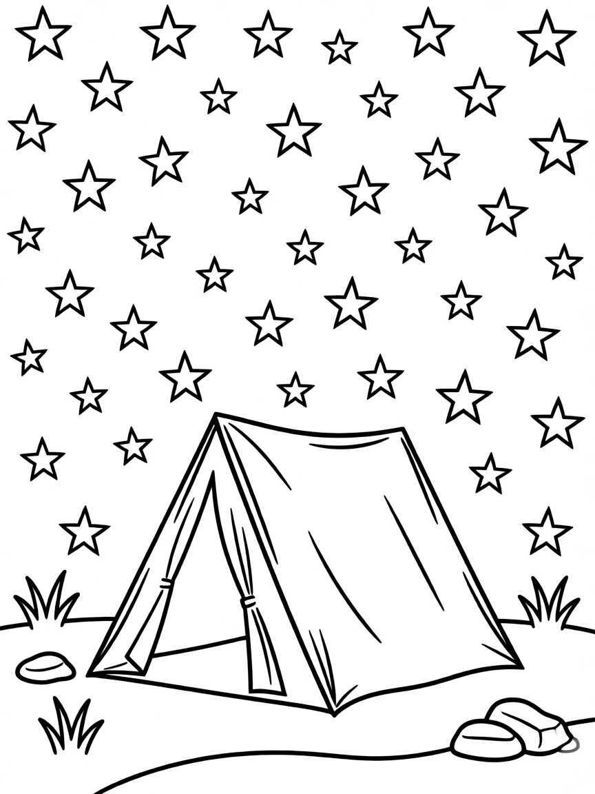 A tent under a starry sky