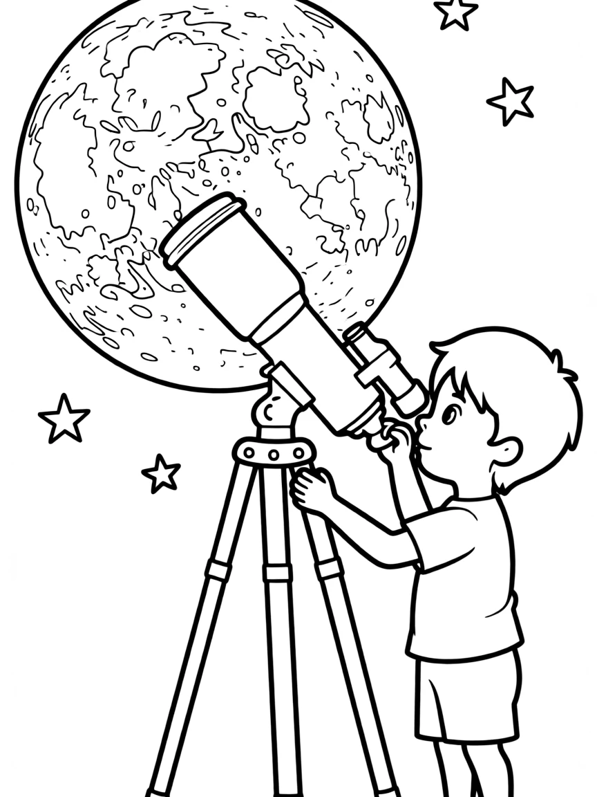 A telescope looking at the moon