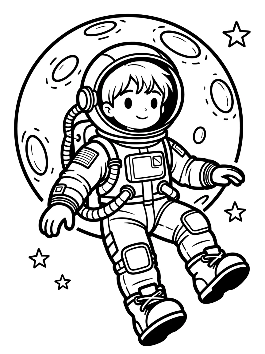 An astronaut floating in space