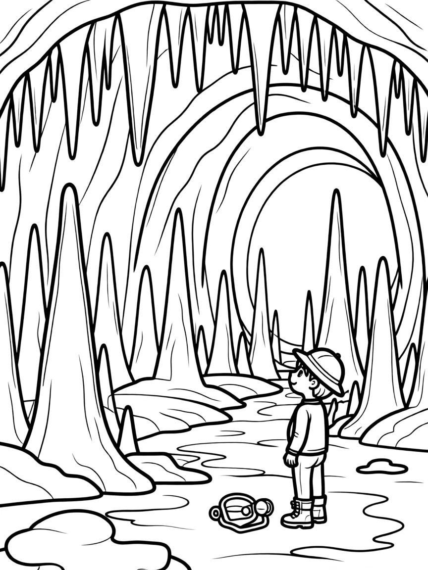 A cave with stalactites and stalagmites