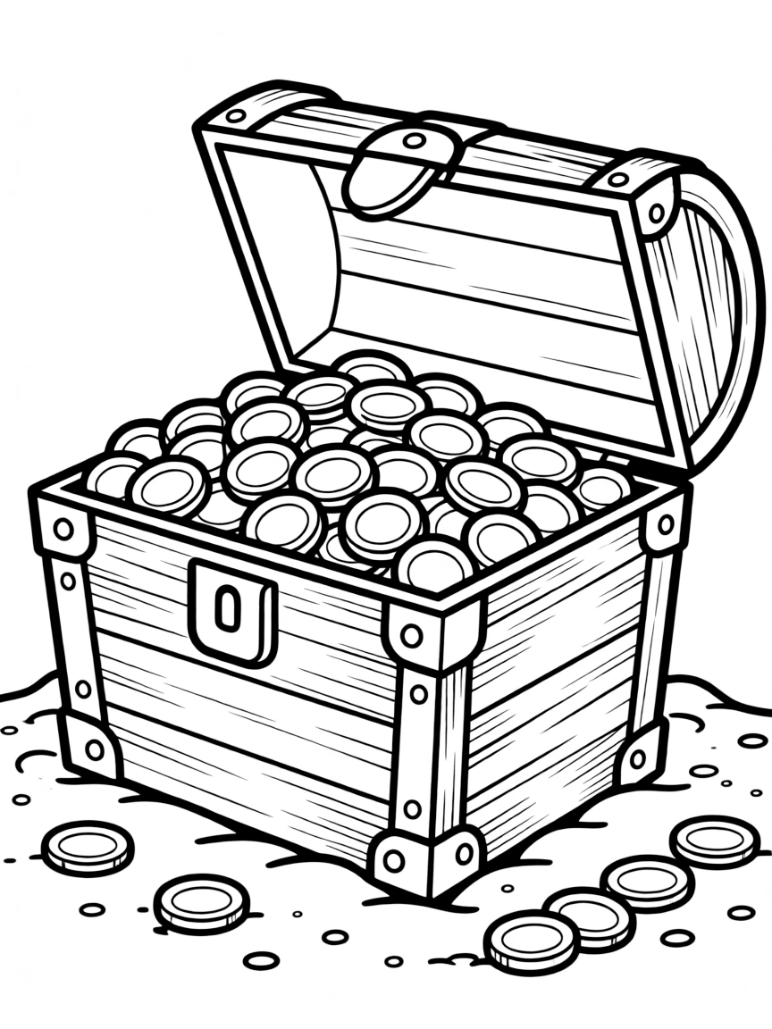 A treasure chest filled with gold coins