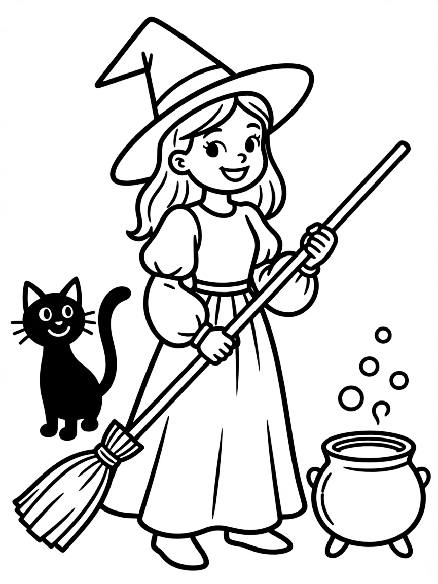A witch with a friendly grin
