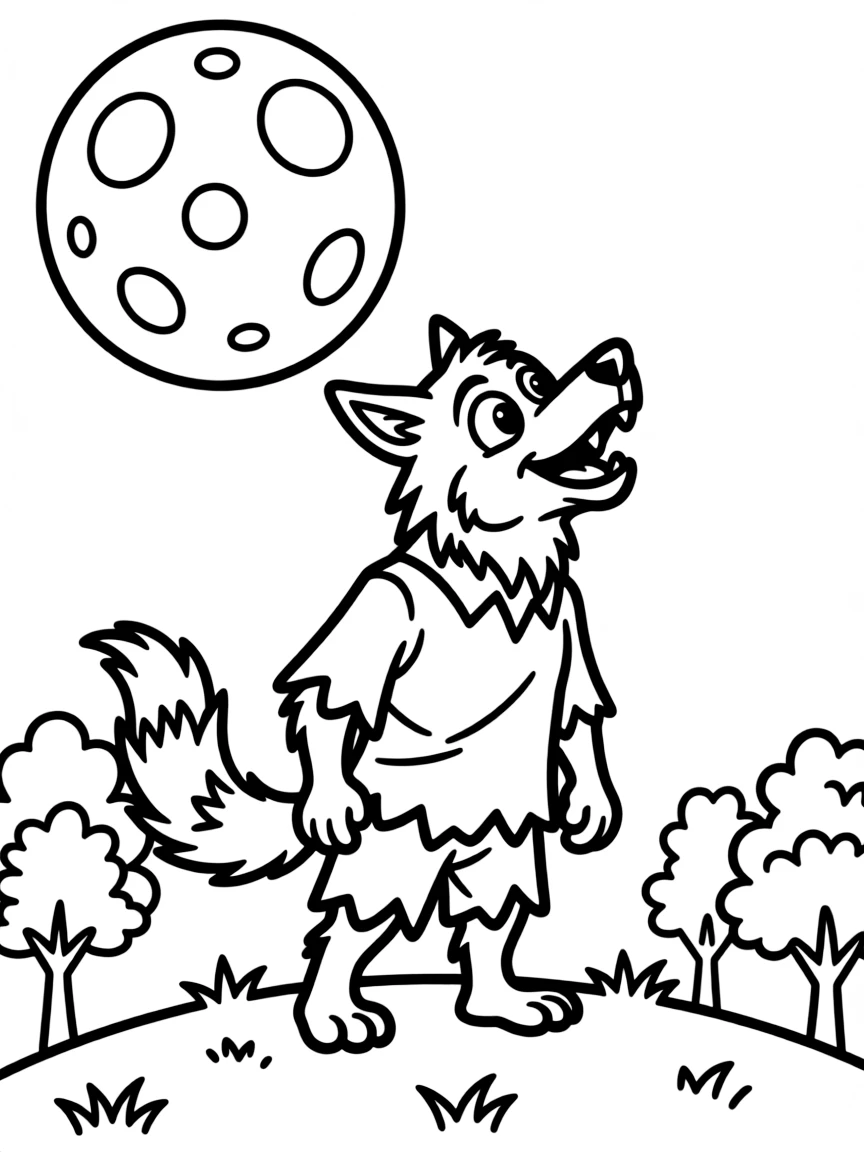 A werewolf howling at the moon