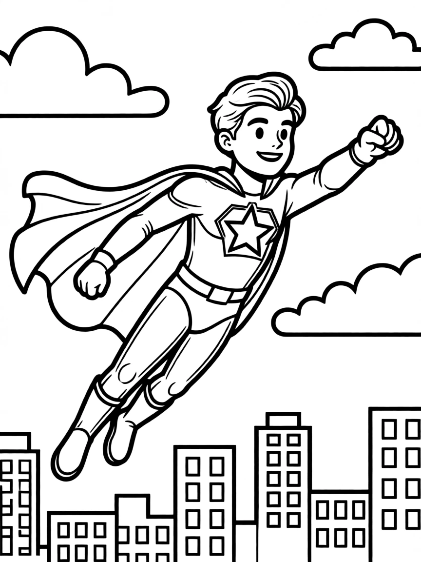 A superhero flying through the air