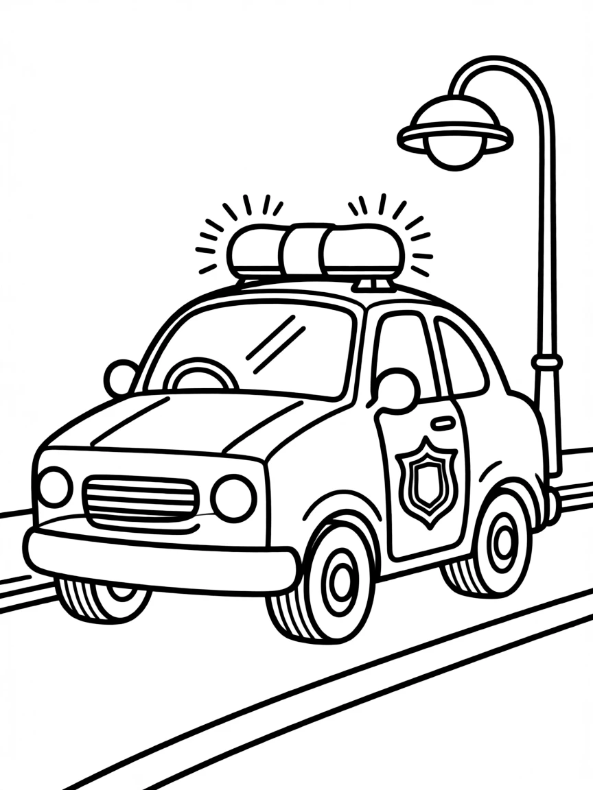A police car with flashing lights