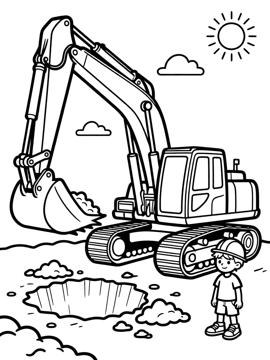 An excavator digging a hole
