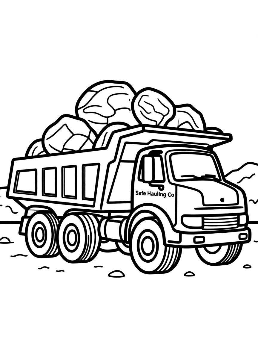 A dump truck hauling rocks