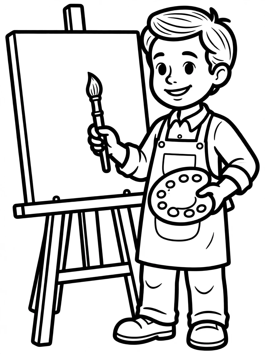 A painter with a brush and palette
