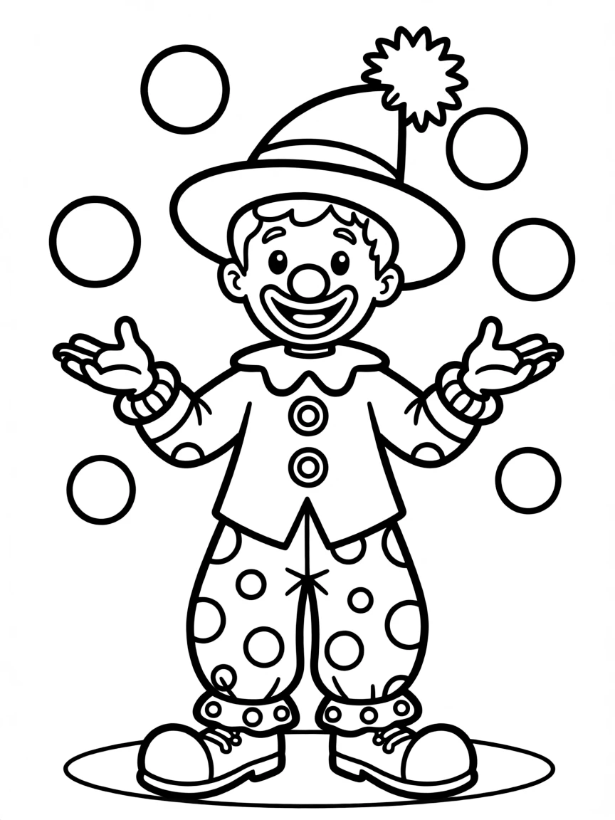 A clown juggling balls
