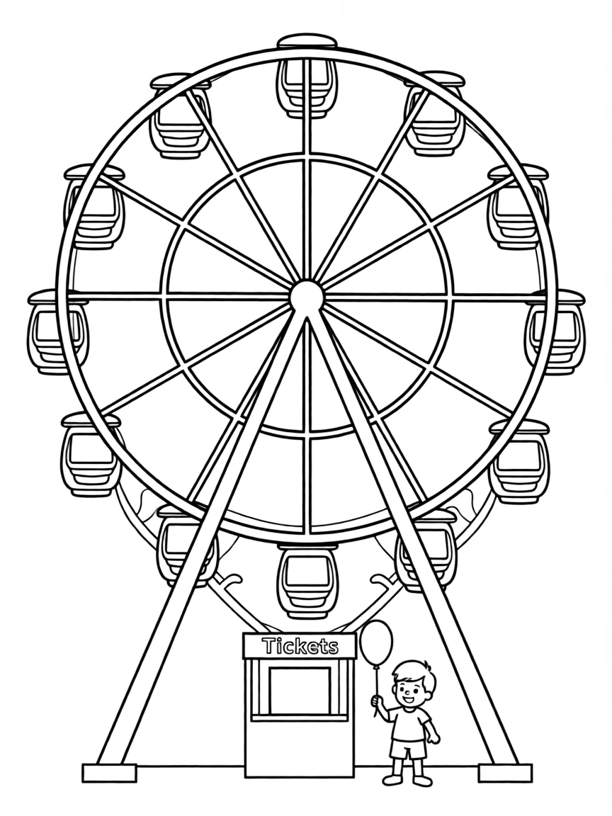 A Ferris wheel spinning around